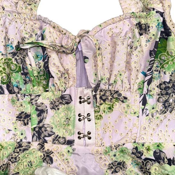 ASOS Design Broderie Long Sleeve Floral Mini Skater Dress US 4 - Picture 10 of 10